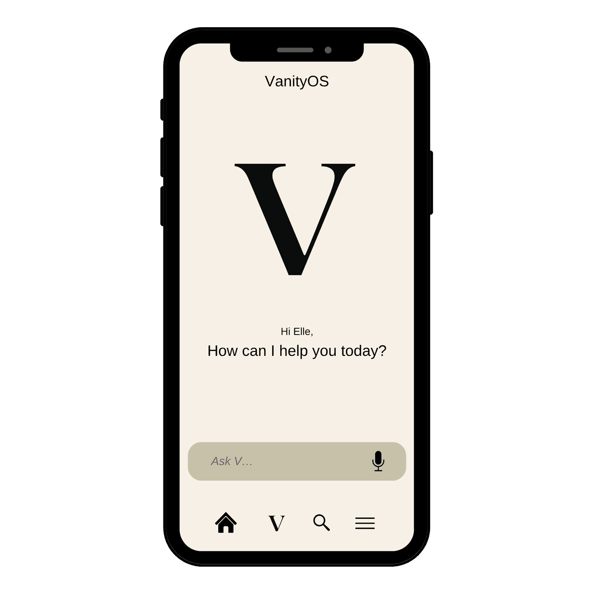 VanityOS app mockup